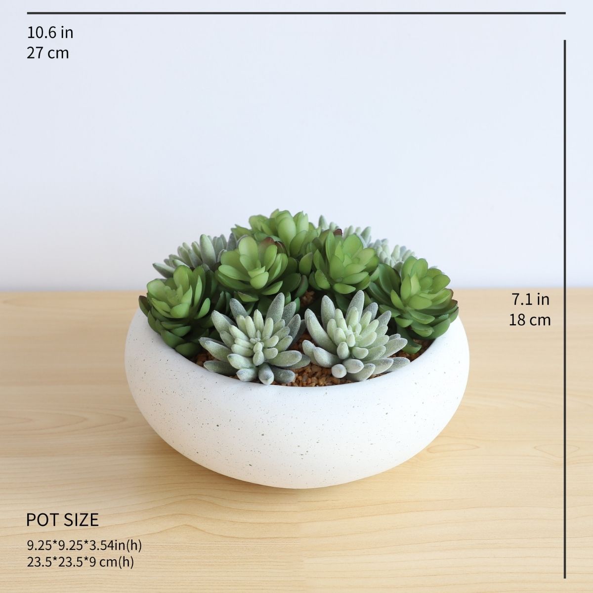 Zed Faux Succulent Arrangement in Low White Pot 7.1"