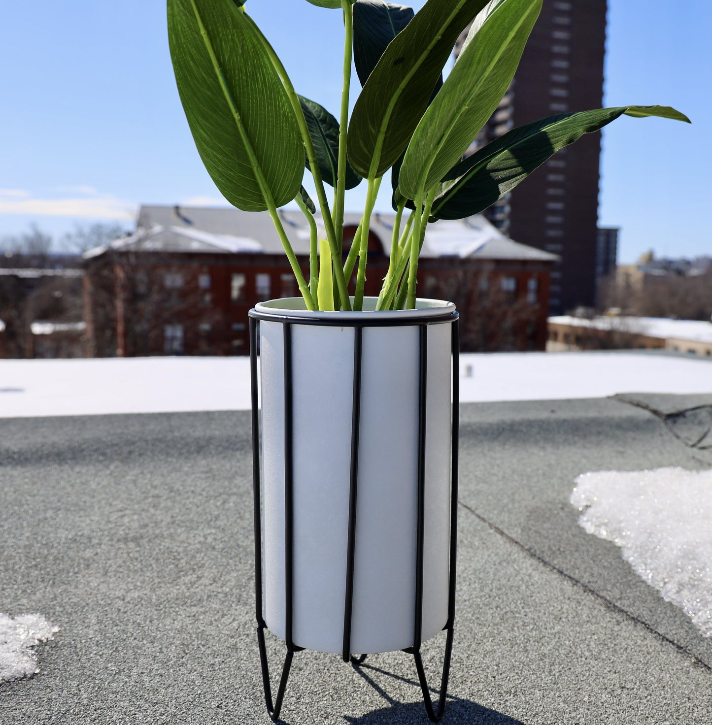 Mati - White Planter With Black Stand
