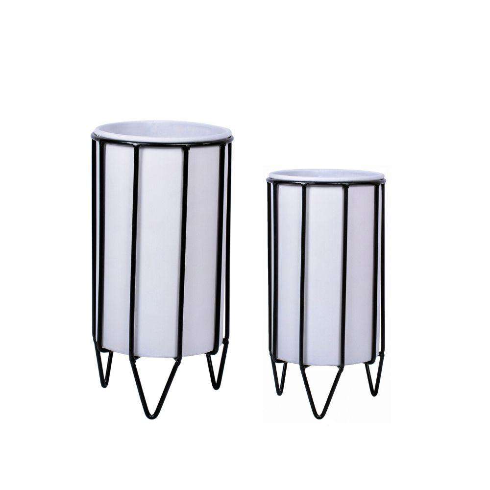 Mati - White Planter With Black Stand